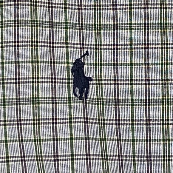 Ralph Lauren Yarmouth Shirt Cotton Button Sz 16.5 Down Blue Green Check - Picture 5 of 8